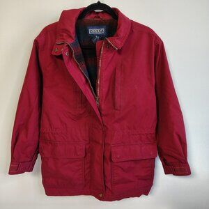 Lands‎ End Chore Coat Barn Jacket Womens Petite Small (6-8) Blanket Lined Red